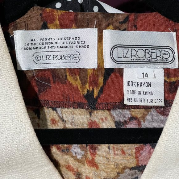 Liz Roberts VTG women’s orange floral double breasted peplum lace dress size 14 - Picture 5 of 7